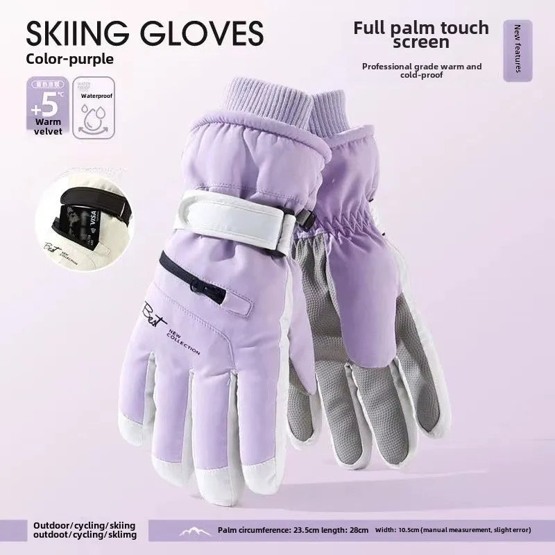 Non Slip Touch Ski Gloves Waterproof Pocket Warm Unisex Snowboard Accessories