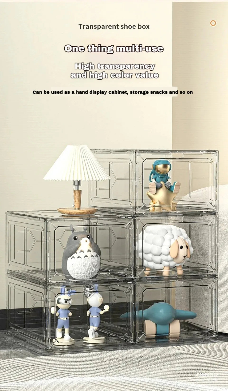 Transparent Shoe Box Magnetic Suction Door Dustproof Storage Box