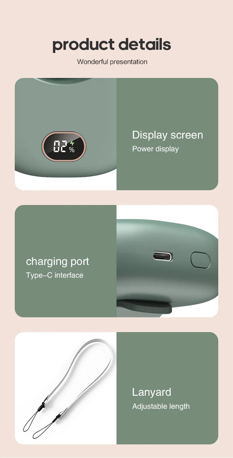 Portable Hanging Neck Fan Mini Cooling Waist Fans Bladeless USB Rechargeable Sports Cooler Fan for Outdoor Use