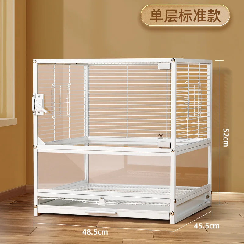 Horizontal silk double-layer bird cage parrot cage household three-layer palace grid breeding Xuanfeng extra large small
