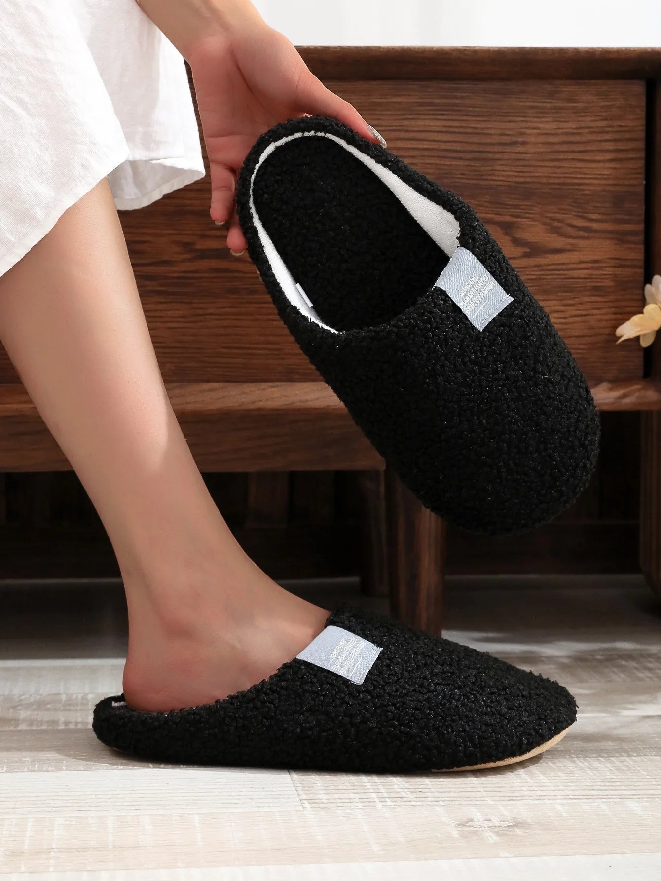 Couples Home Slippers Soft Fur Warm Indoor Flat Slides