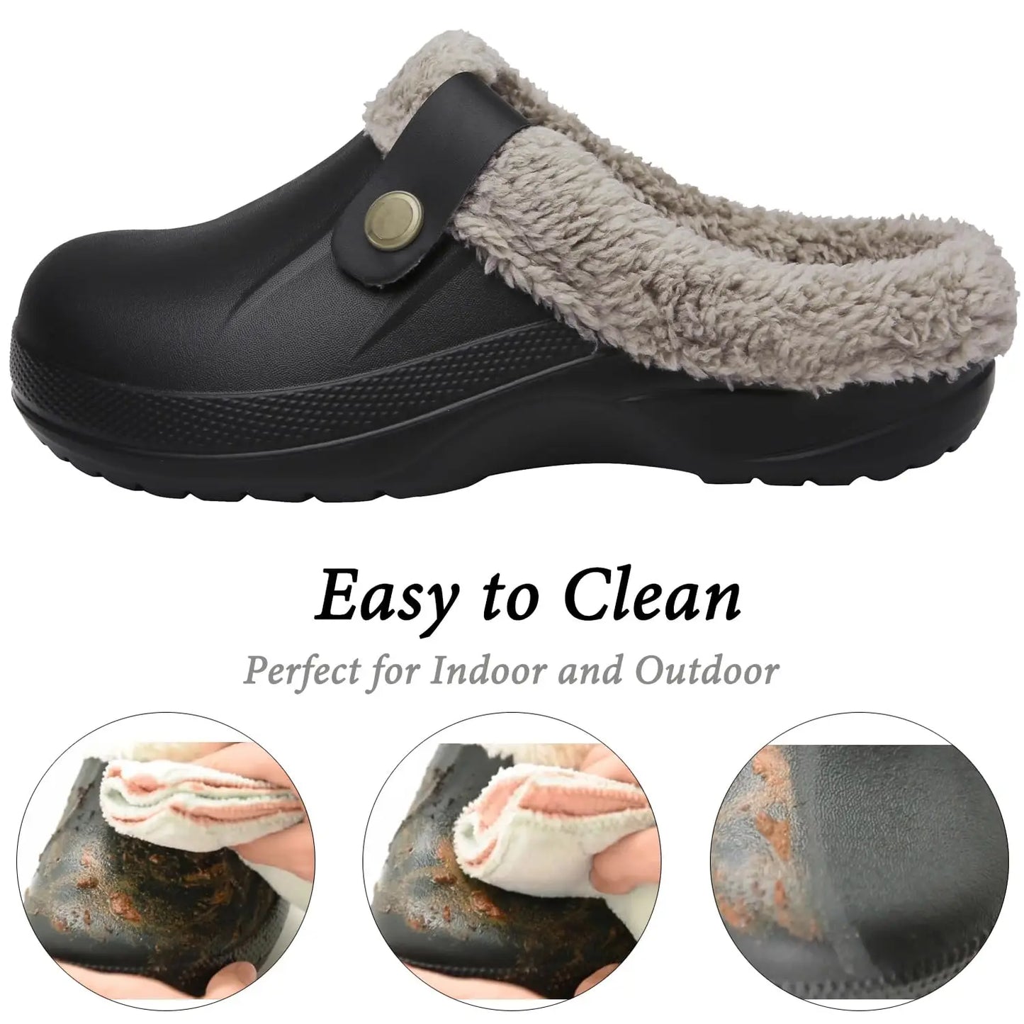 Crestar Women and Men Fur Lined Clogs Memory Foam Slippers
