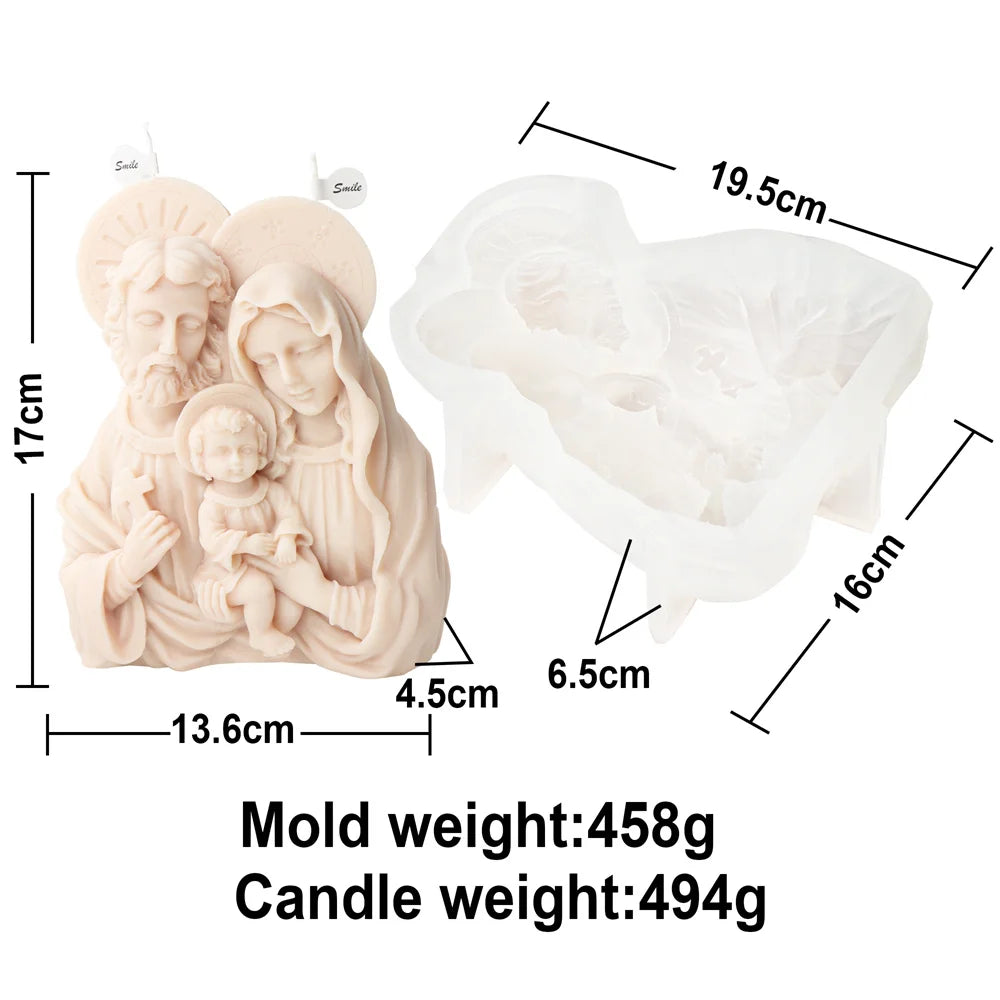Religious Blessed Virgin Mary Candle Silicone Mold for Crafts
