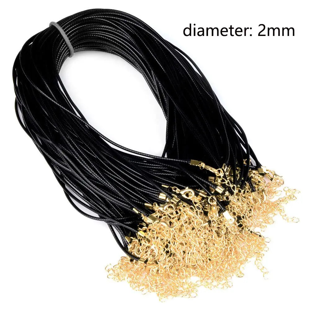 20Pcs Black Wax Cord Chain 45cm Leather Necklace DIY