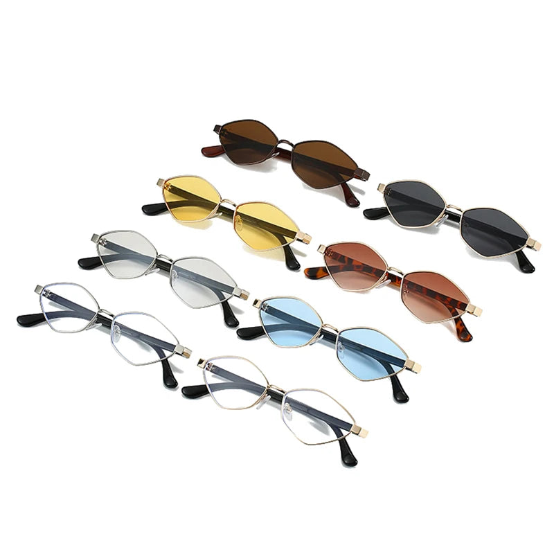SO&EI Fashion Irregular Polygon Cat Eye Sunglasses UV400 Retro Shades for Women and Men