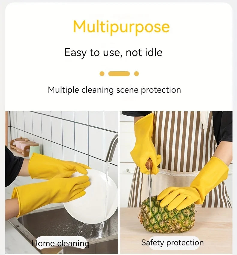 5 Pack Waterproof Yellow Rubber Gloves for Gardening and Household Cleaning Durable Long Design for Men and Women