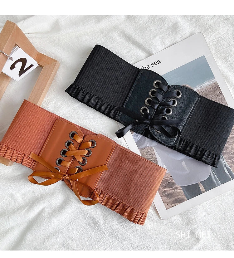 1pcs Women's Wide Black Belt with Buckle for Daily Wear