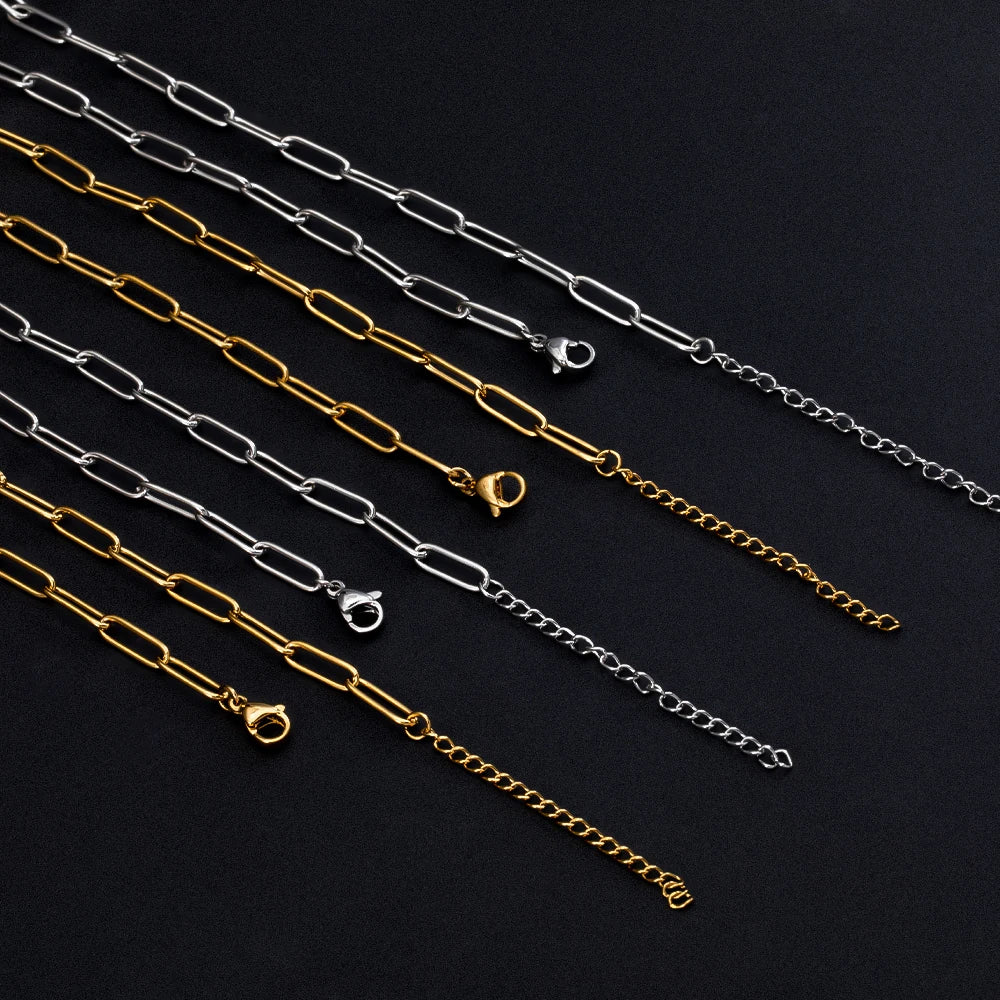 5pcs Adjustable Stainless Steel Necklace Chains for DIY Jewelry