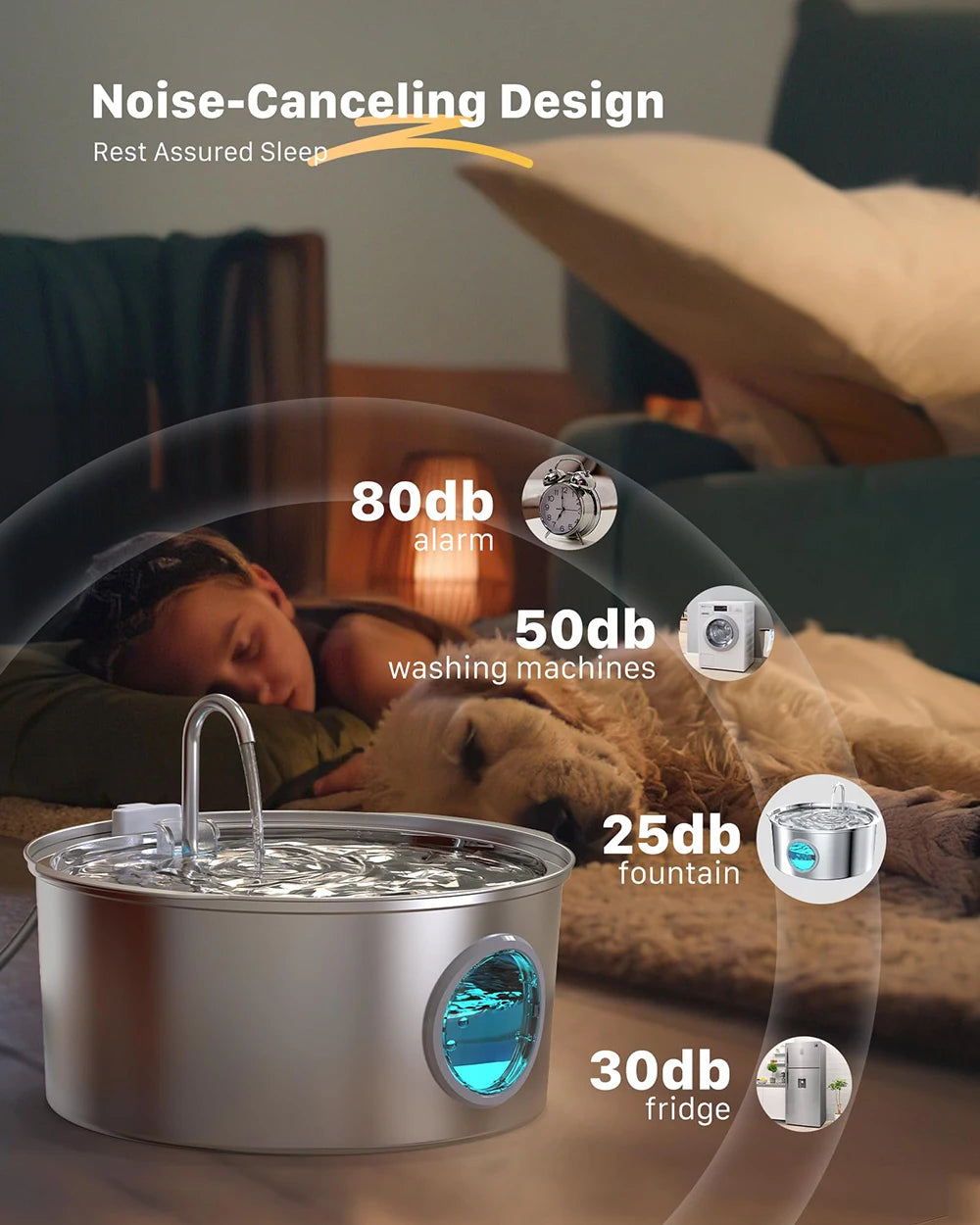 7L Large Capacity Stainless Steel Automatic Pet Water Fountain for Cats and Dogs with Silent Operation and Filtered Fresh Water