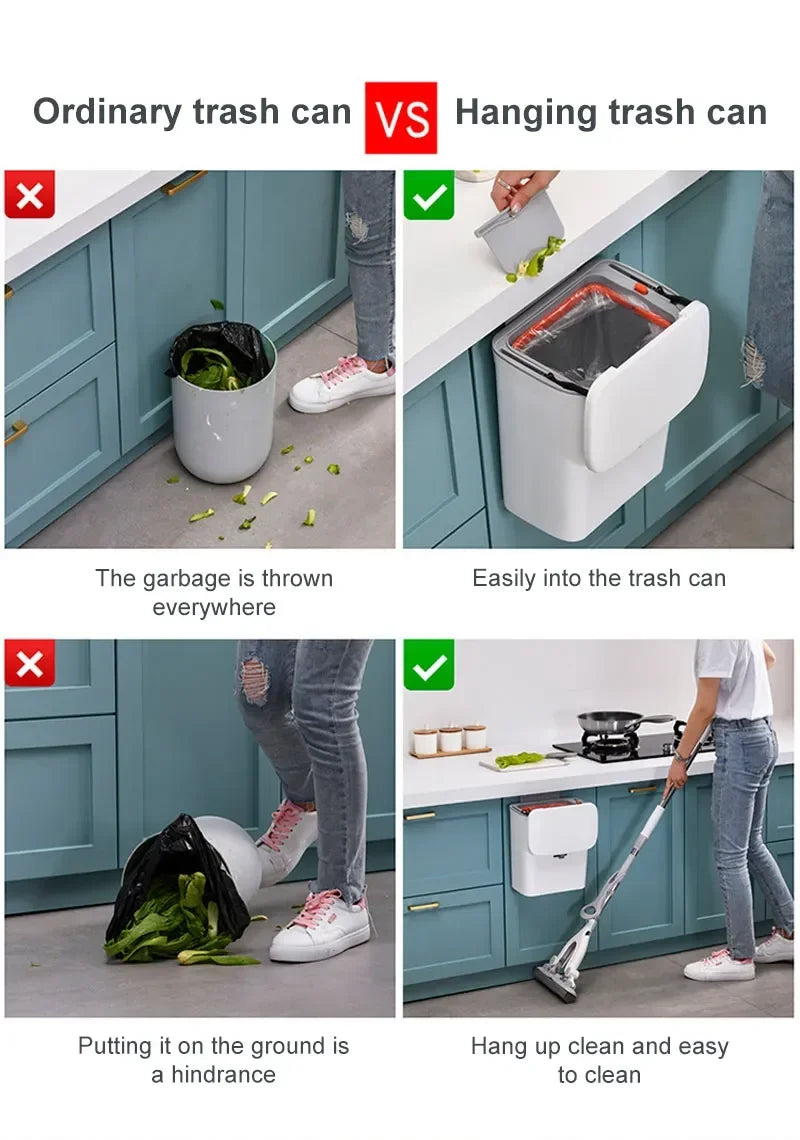 7L 9L Wall Mounted Trash Can with Lid for Kitchen and Bathroom Stylish Waste Bin Eco-Friendly Design