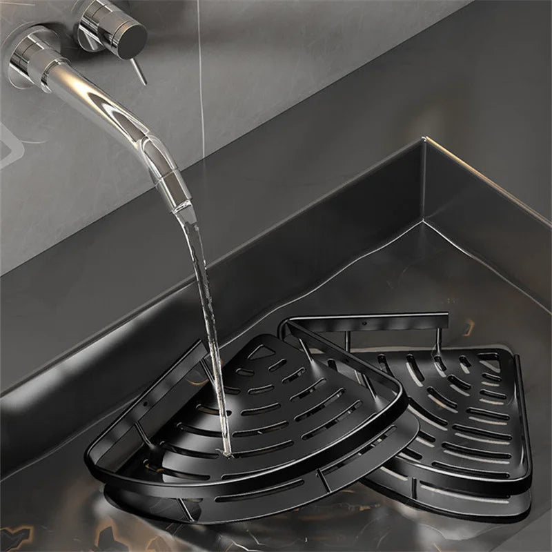 Bathroom Shelf Aluminum Alloy Shampoo Rack No Drill Corner Storage Organizer