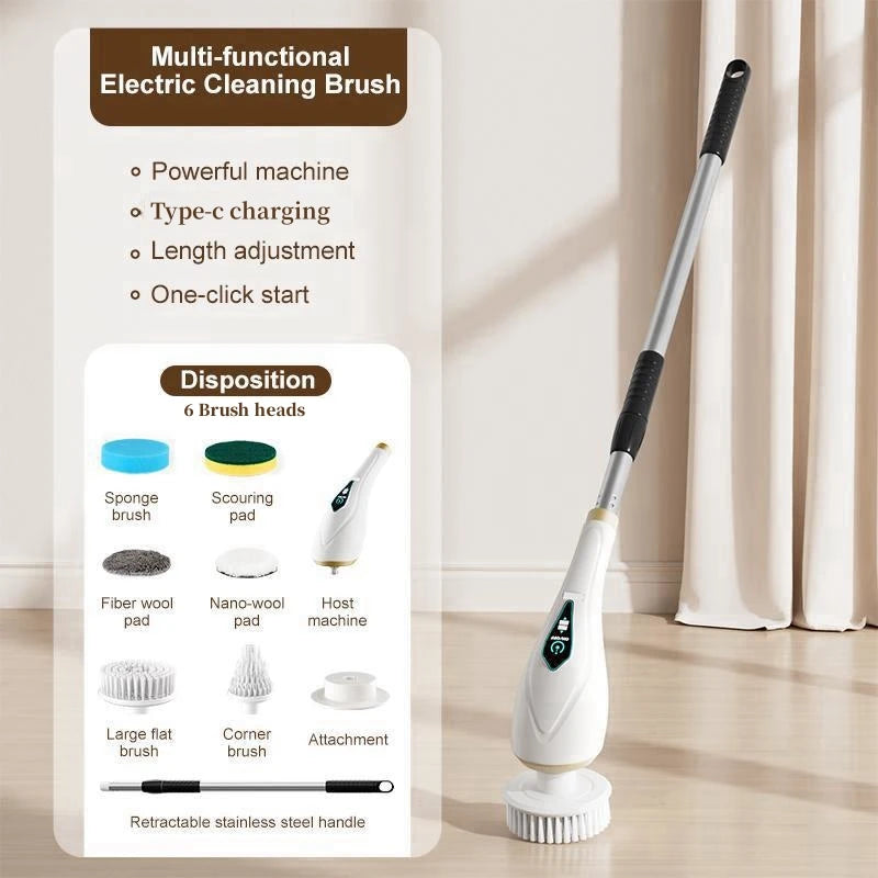 Xiaomi 8 in 1 Electric Cleaning Brush Multifunctional Portable Household Tool with LED Display for Kitchen and Bathroom Cleaning