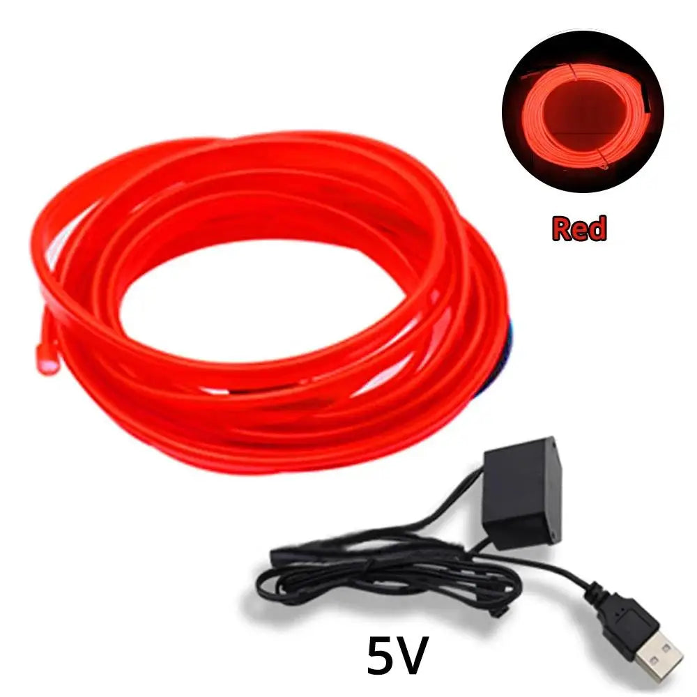 1M/2M/3M/5M Car Interior LED Strip Flexible Neon Lights USB