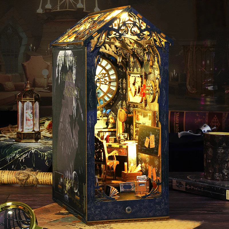 Wooden Doll House Bookcase Set DIY Toy with Furniture Gift