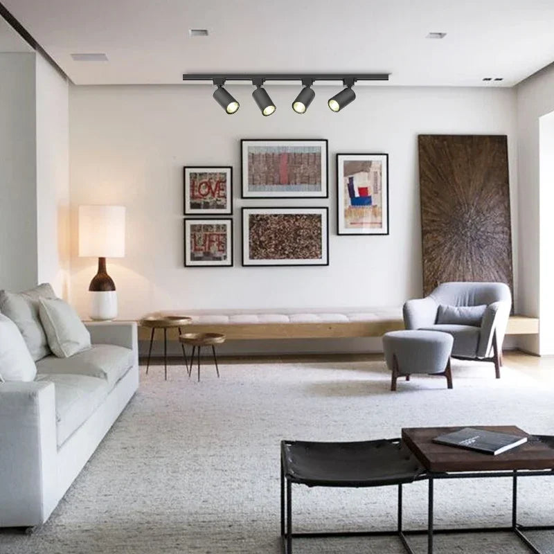 Dimmable GU10 Track Light Set Smart Home Spotlights Adjustable Ceiling Rail Lighting for Kitchen and Living Room