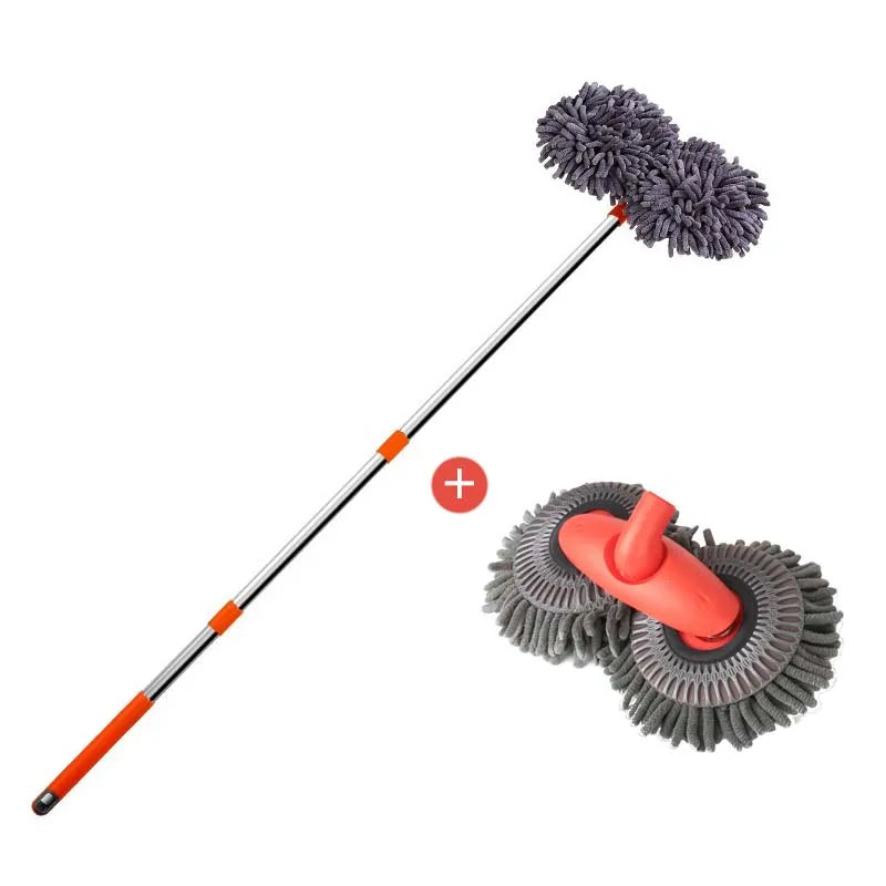 LEIBOO Telescopic Car Cleaning Brush Mop with Double Brush Head for Roof and Window Washing