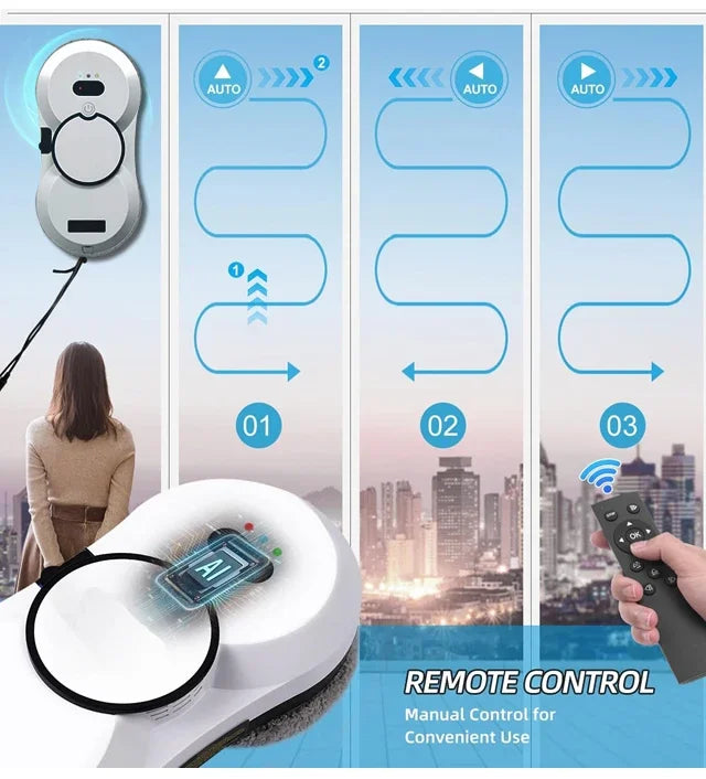 Smart Home Robot Window Cleaner with UPS System Auto Glass Washing Electric Mop