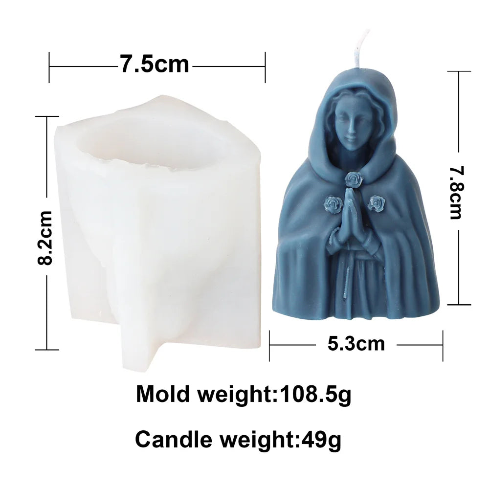 Religious Blessed Virgin Mary Candle Silicone Mold for Crafts