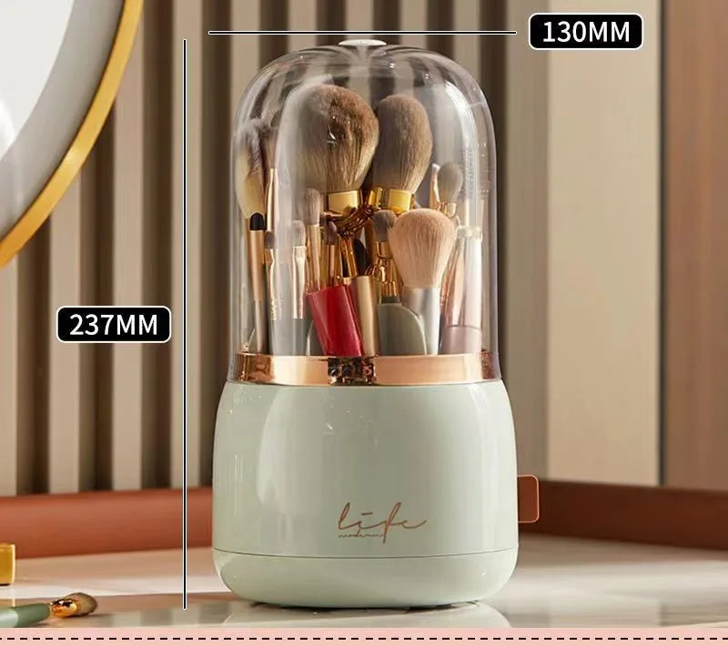 360 Degree Rotating Makeup Brush Holder With Lid Luxury Organizer