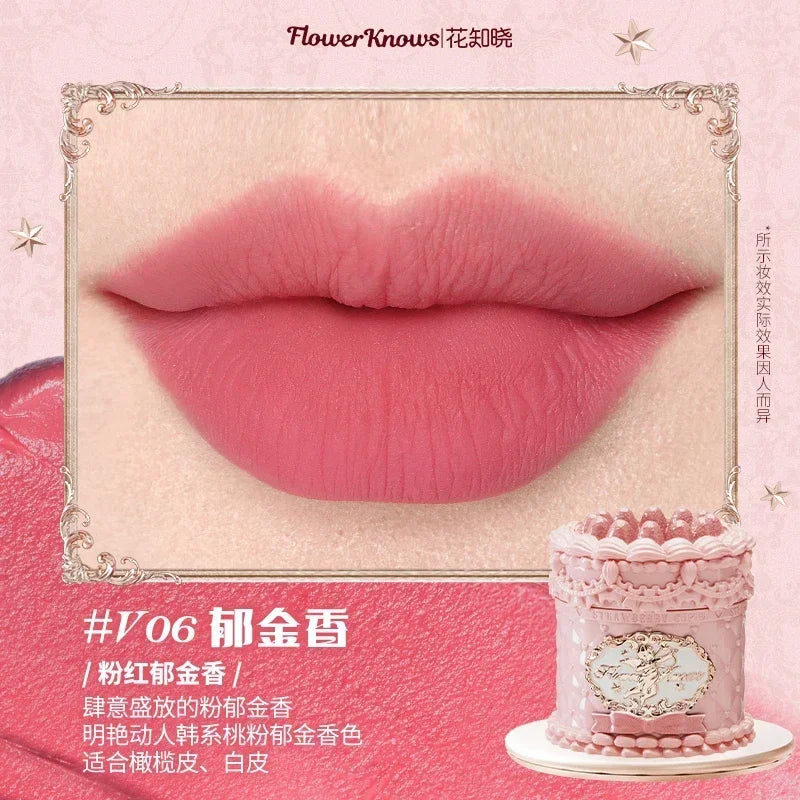 Flowerknows Strawberry Cupid Matte Velvet Lipstick Cake Lip Mud Lip Gloss Lip Cream for Women