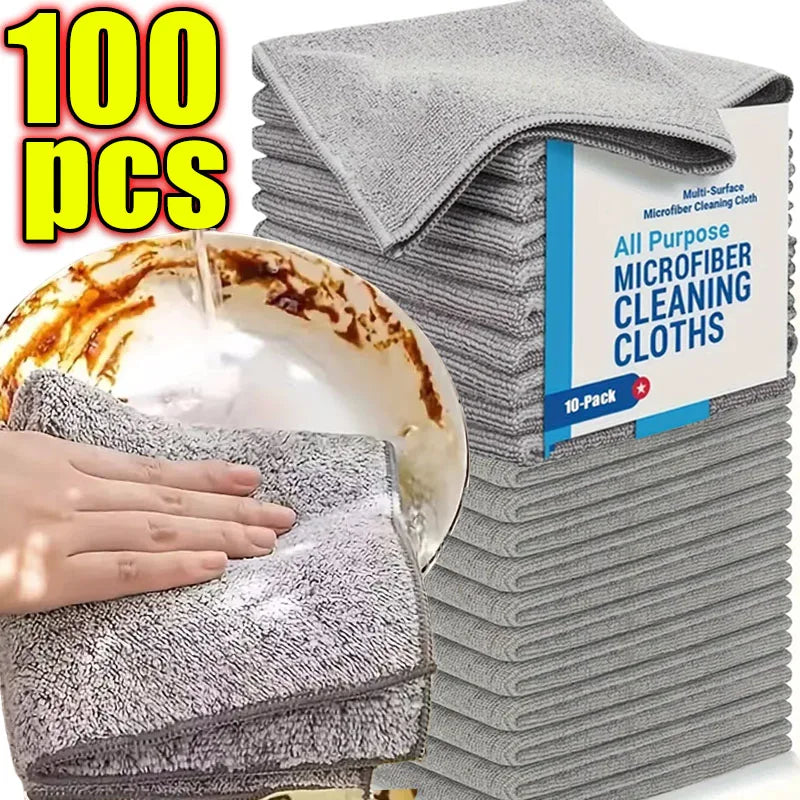 Gray Bamboo Charcoal Super Absorbent Microfiber Dishcloths for Kitchen Cleaning 1/100PCS Set
