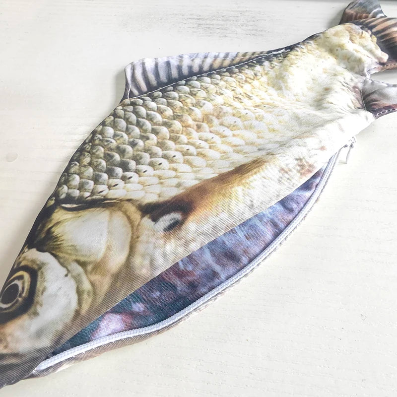 1pc Crucian Carp Pen Bag Realistic Fish Makeup Pouch Case
