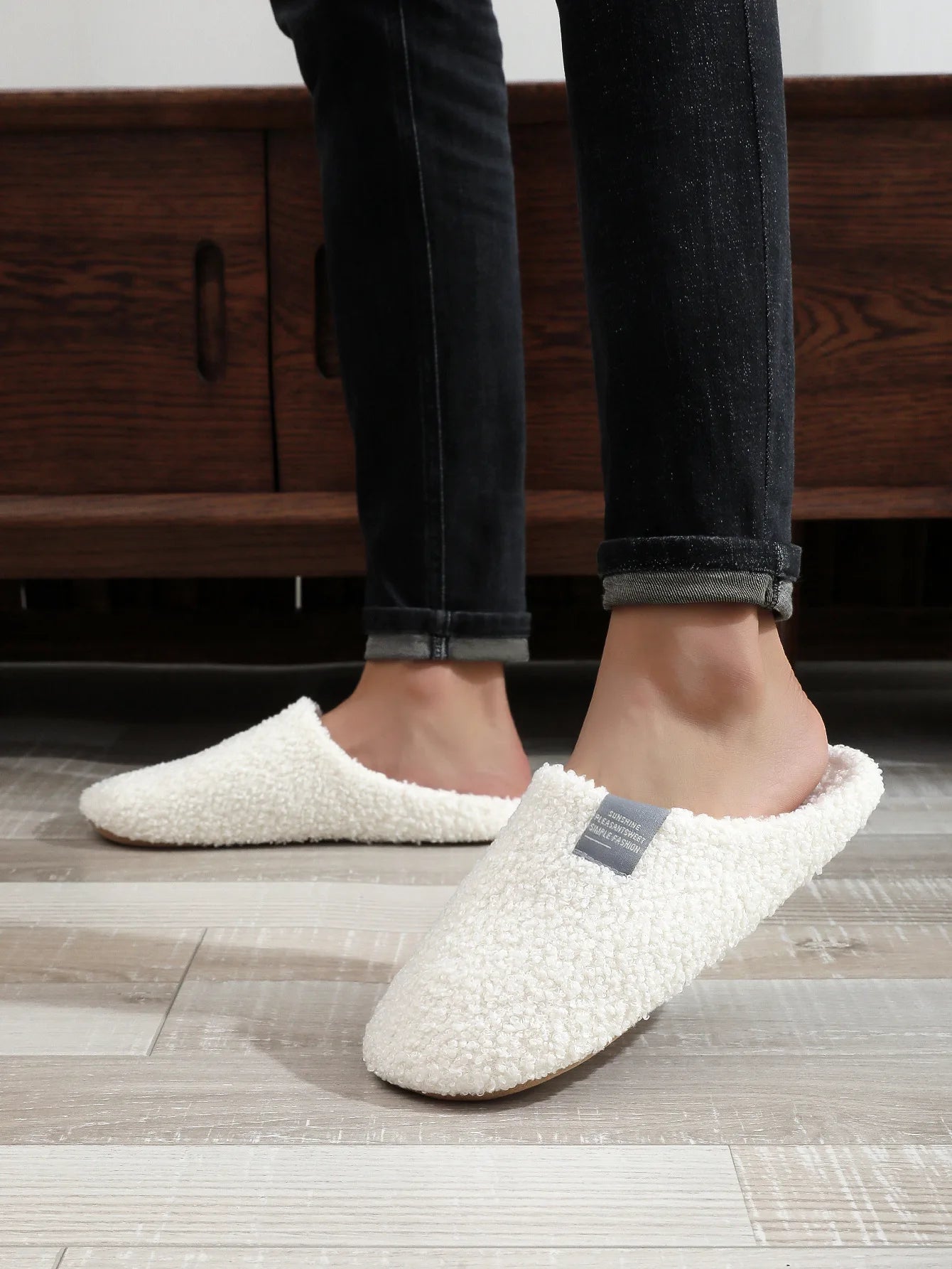 Couples Home Slippers Soft Fur Warm Indoor Flat Slides