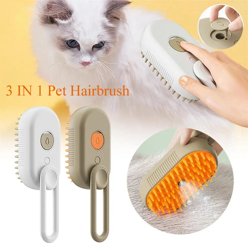 3 in 1 Pet Electric Steam Brush Cat Dog Grooming Comb
