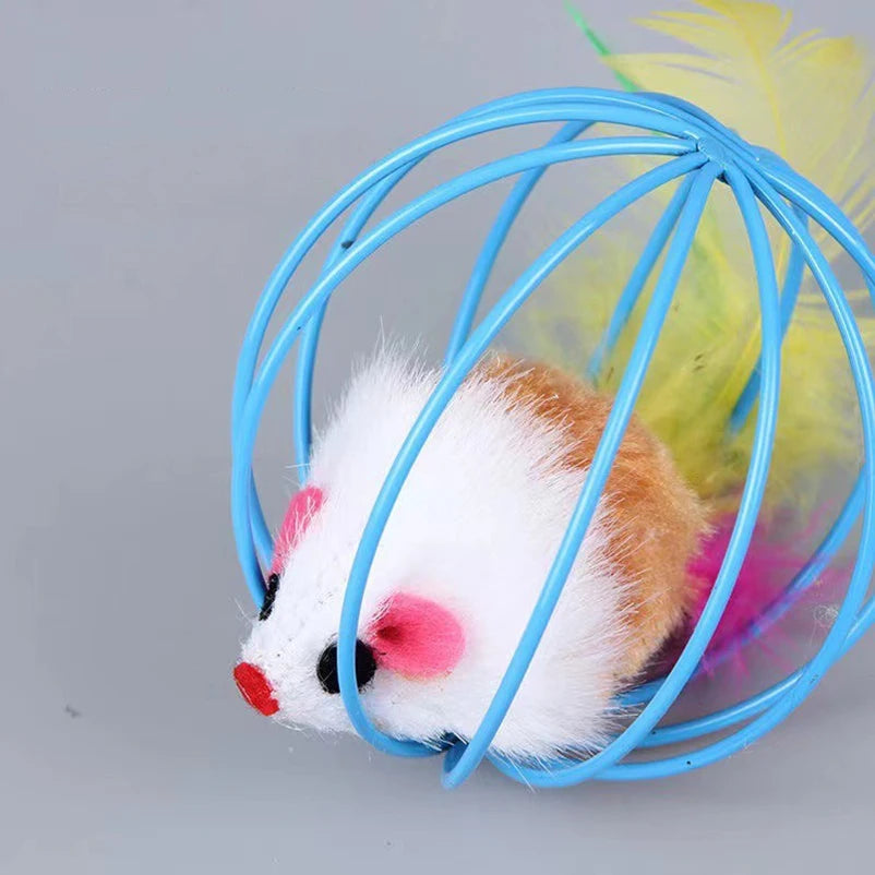 Hot cage rat happy cat toy plush simulation color mouse fun cat ball fun cat fun fun pet supplies