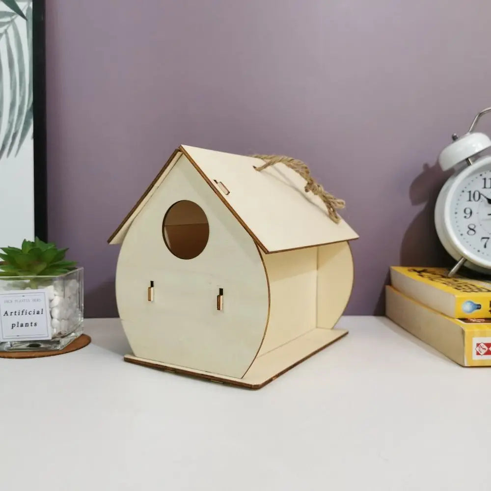 3pcs Pet Supplies Wooden Bird Nest Minimalist Cartoon Bird House Creative DIY Bird Feeder Children Toy