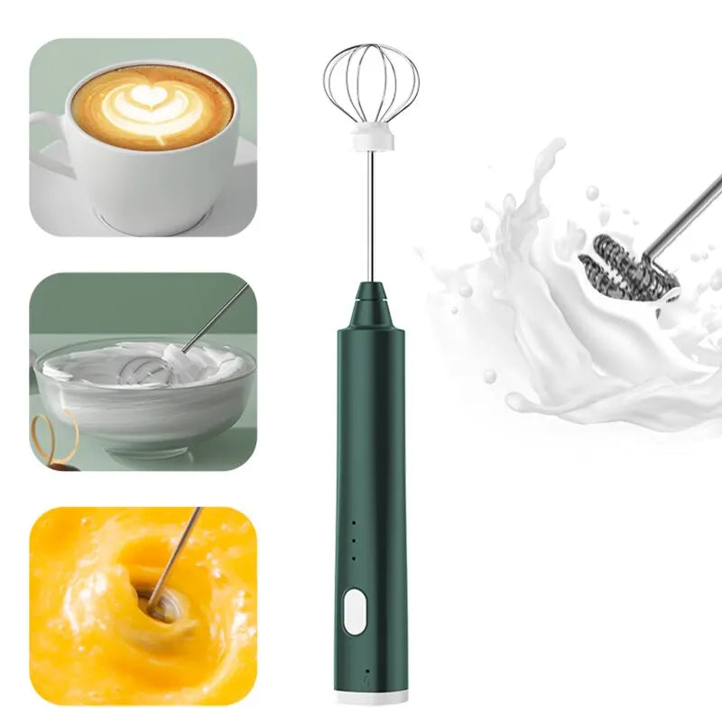 1 PCS USB Rechargeable Handheld Egg Beater 3 Speeds Milk Frother