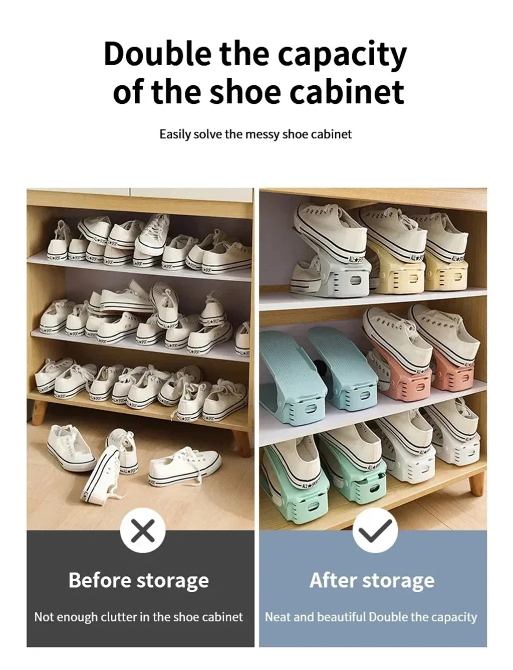 1Pcs Adjustable Shoe Rack Organizer Double-Layer Space Saver