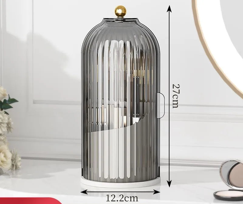 Makeup Brush Holder with Lid Diamond Birdcage 360 Rotating Organizer