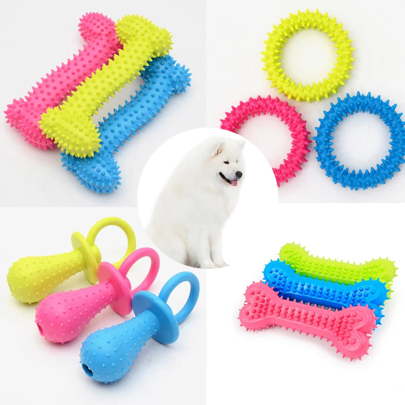 Pet Chew Toy Soft Rubber Bite-resistance Bone Shape Teeth Grinding Chewing Toys for Small Dogs Training Pet Supplies