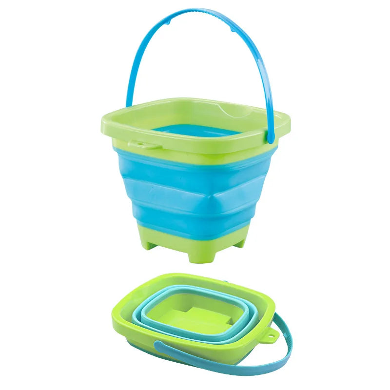 Children's Foldable Beach Bucket Sand Toy Portable Telescopic Water Game for Outdoor Fun