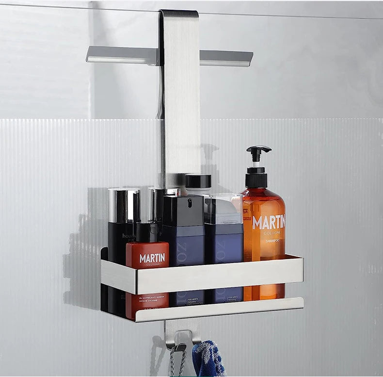 No Drill Movable Bathroom Shelf Steel Organizer for Shower and Storage Solution