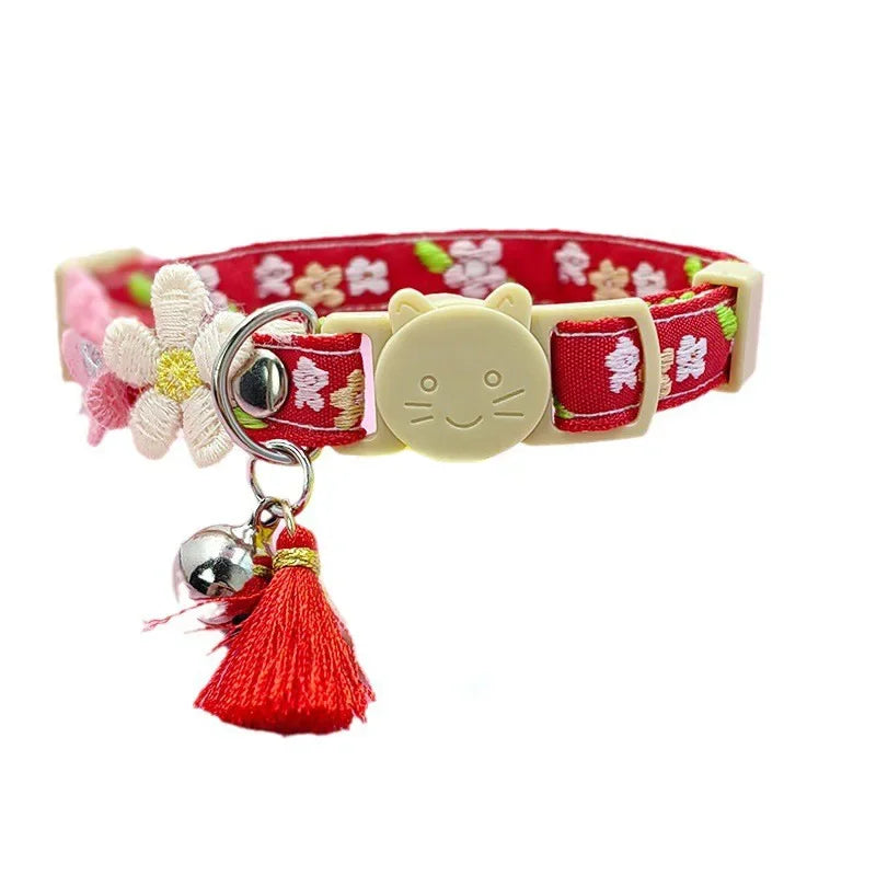 Cute Pet Collar,adjustable Cat Collars with Flower Tassel Decoration, Safety Buckle Bell To Prevent Lost Cat Collar,pet Supplies