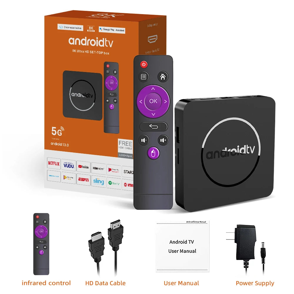 Global Version Mortal Smart Streaming Media TV Box Android 13 Allwinner H313 with Bluetooth Google Assistant Dual Band Wifi and 4K HD Support