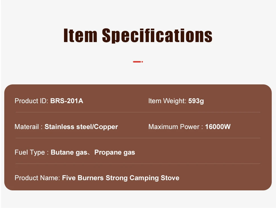 BRS-201A Portable Camping Gas Stove 16000W Butane Burner