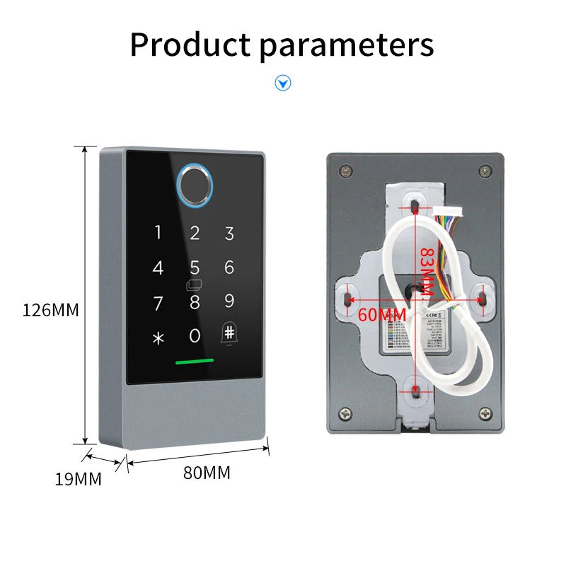 TTLOCK K3 K3F Fingerprint Access Control Door Opener with NFC Bluetooth Electric Gate Keypad and RFID Card 13.56MHz