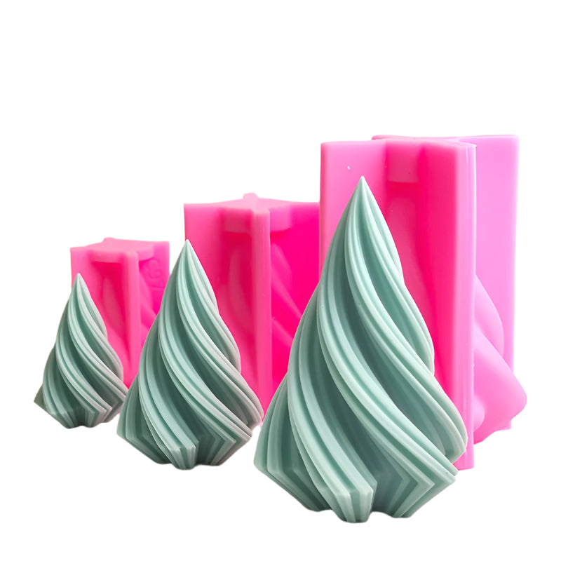 Large Silicone Christmas Tree Candle Mold 3D Wavy Striped Design for Crafting Soaps and Resins Home Decor Essentials