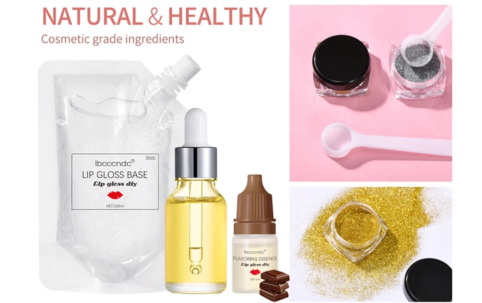 DIY Lip Gloss Making Kit for Moisturizing Shiny Glittery Lip Tints and Glaze Handmade Cosmetic Supplies