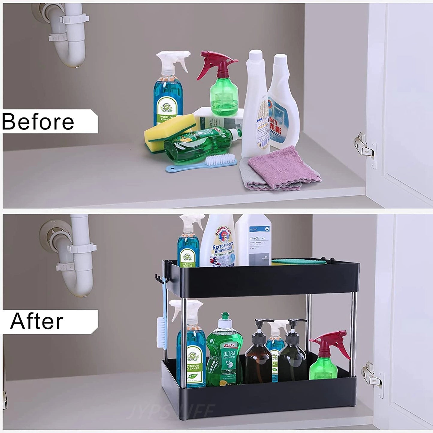 1/2 Pcs Under Sink Storage Organizer 2 Tier Drawer Rack