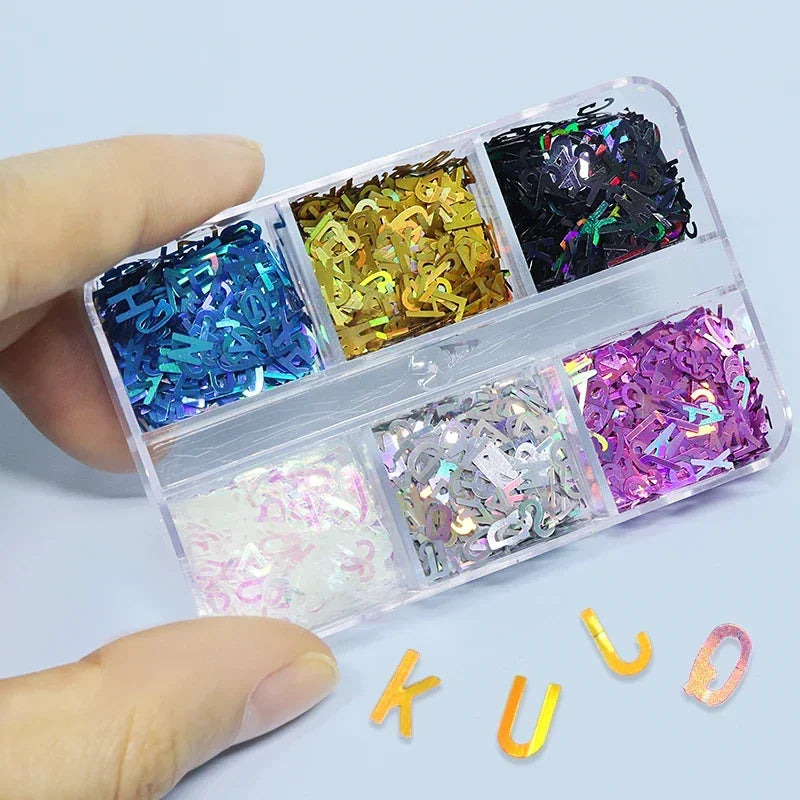 Holographic Glitter English Alphabet Flakes For DIY Resin