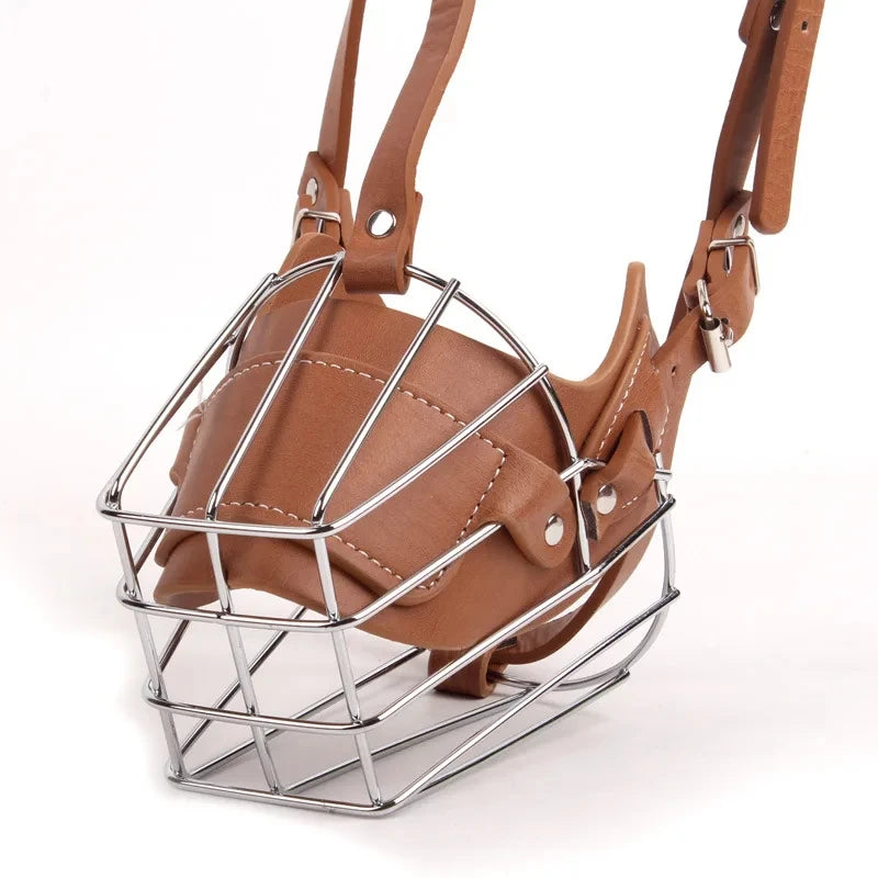 Adjustable Breathable Leather Dog Muzzle Anti Biting Protection Mask for Safe Pet Walking