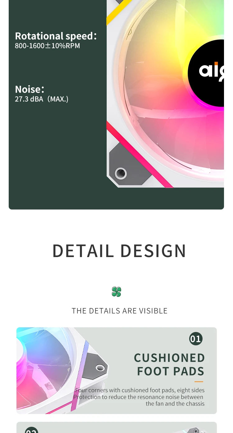 Aigo AM12PRO RGB Fan 120mm PC Cooling Kit 4pin PWM