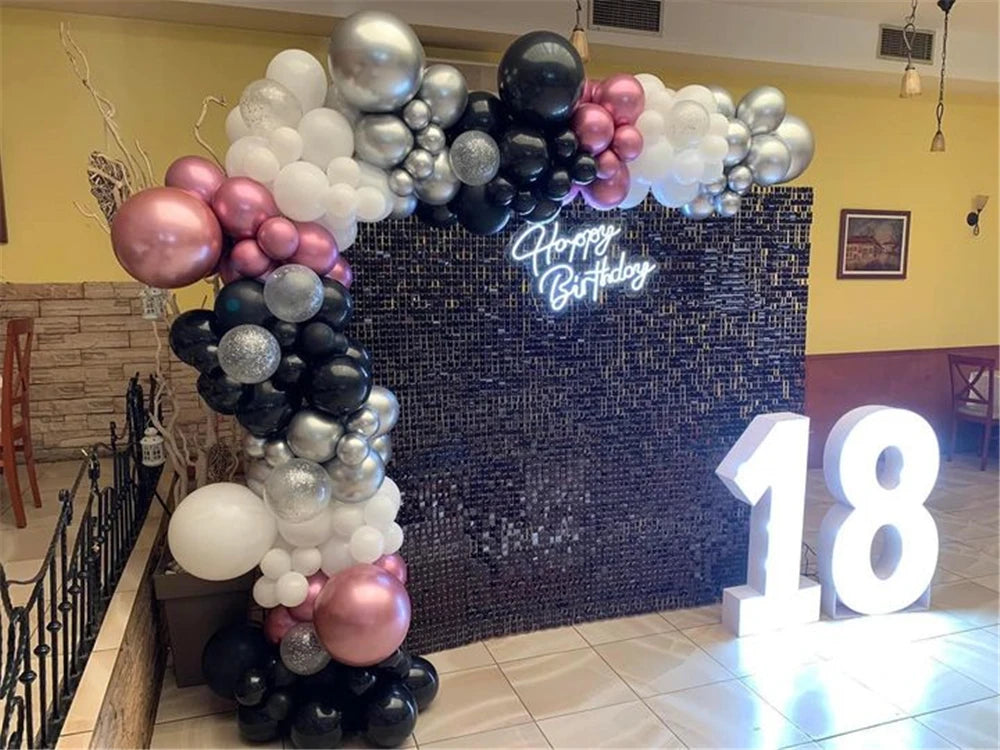 Panels Black Shimmer Wall Panels Backdrops with Square Sequins