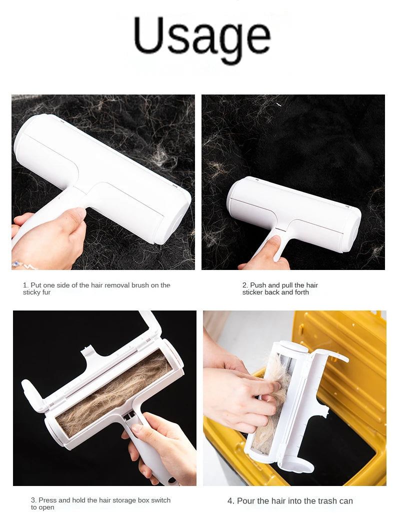 One Hand Operate Way Pet Hair Remover Roller Self Cleaning