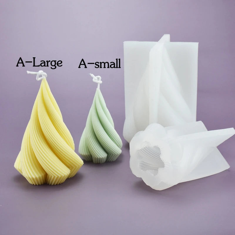 Large Silicone Christmas Tree Candle Mold 3D Wavy Striped Design for Crafting Soaps and Resins Home Decor Essentials