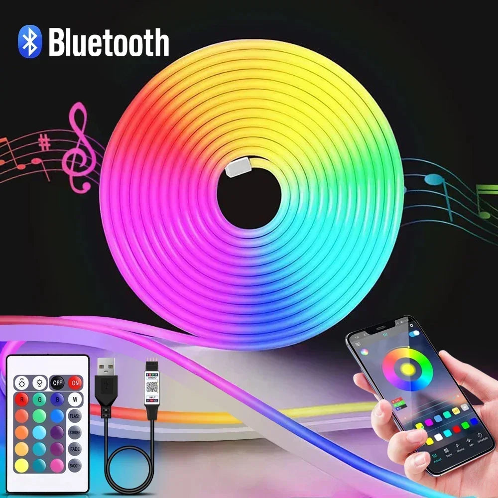 RGB LED Strip Light with Remote Control for Music Sync Waterproof Flexible Home Decor